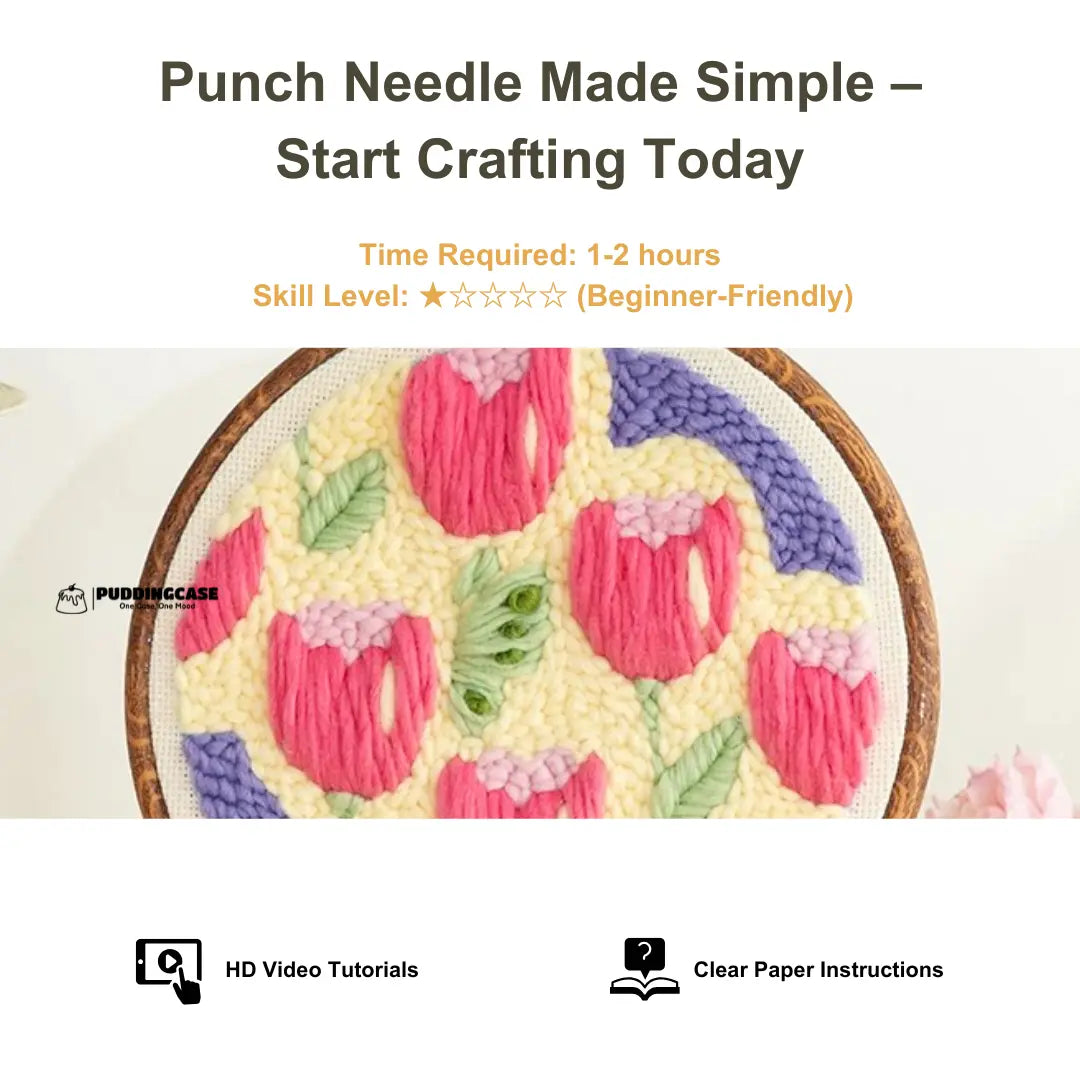 Blooming Tulip Punch Needle Art Kit – Easy DIY Craft For Beginner