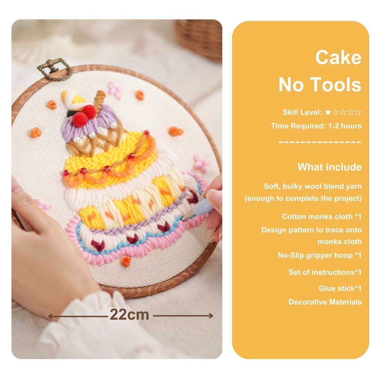 ??Beginner Punch Needle Embroidery Kit - Easy DIY Cake No Tools