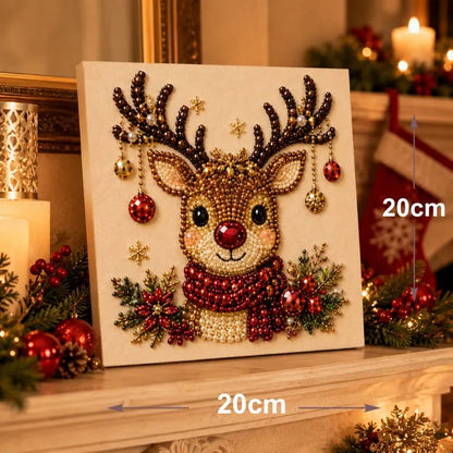 Christmas Reindeer pearl painting displayed as sparkling seasonal home décor