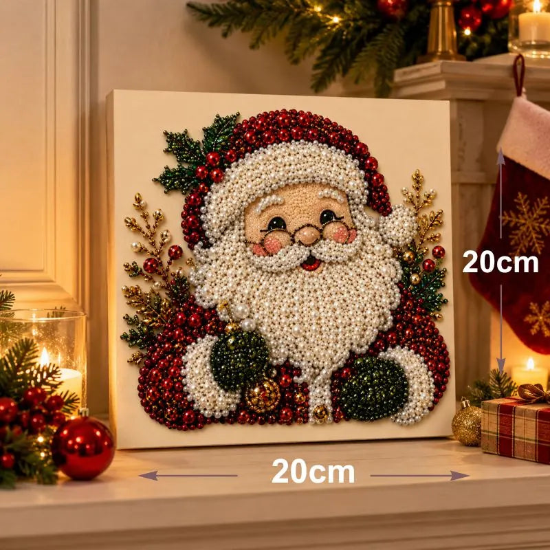Christmas Santa pearl painting artwork with 20 cm size guide