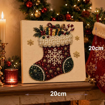 Christmas Stocking pearl painting artwork with 20 cm size guide