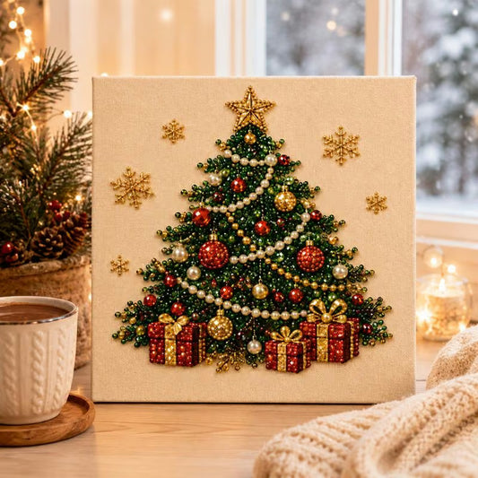 Christmas Tree pearl painting displayed as sparkling seasonal home décor