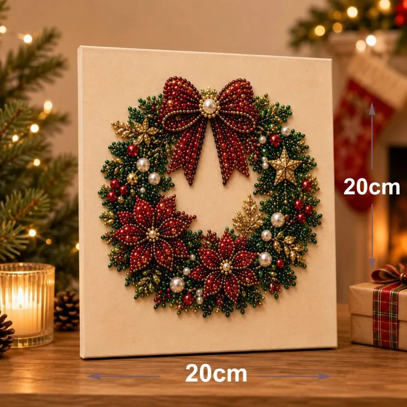 Christmas Wreath pearl painting artwork with 20 cm size guide