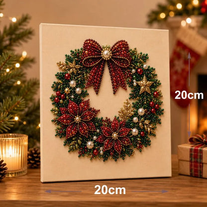 Christmas Wreath pearl painting artwork with 20 cm size guide