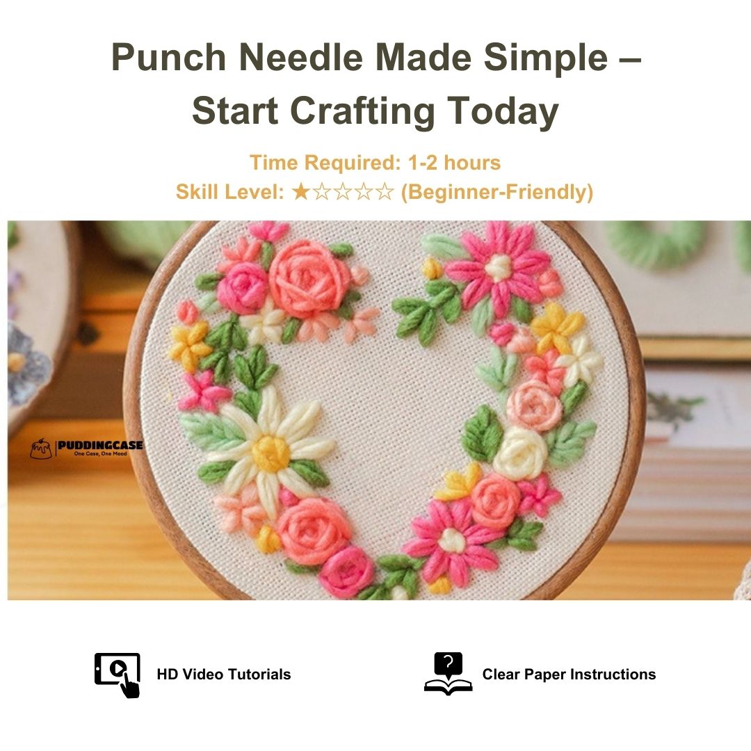 PuddingCase Beginner Punch Needle Embroidery Kit - Easy DIY Heart