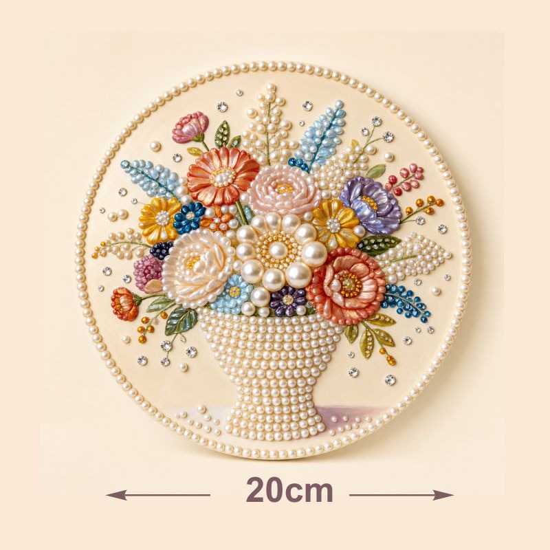 Flower basket pearl painting artwork with 20 cm size guide