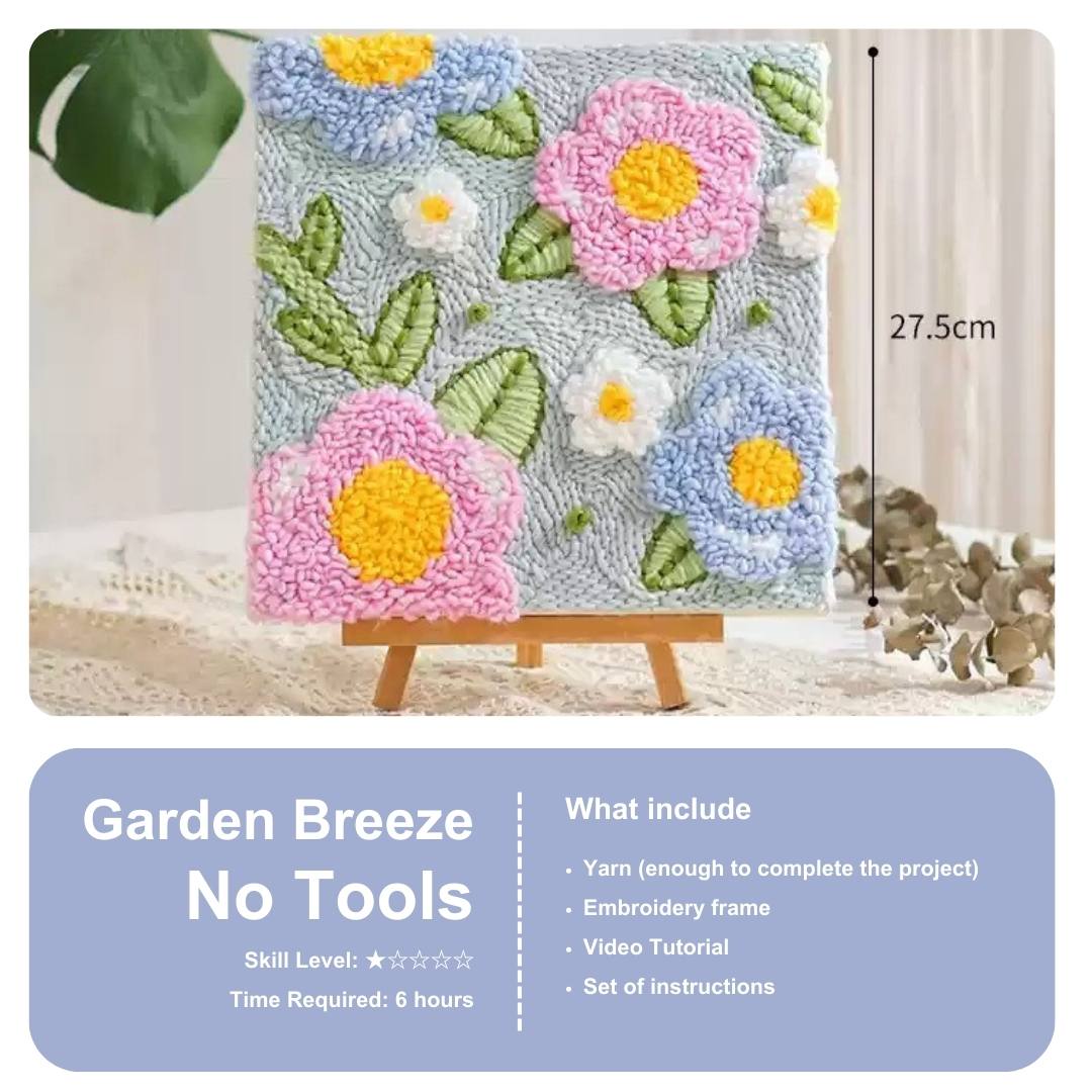 Beginner Punch Needle Embroidery Kit - Easy DIY Garden Breeze No Tools