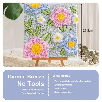 Beginner Punch Needle Embroidery Kit - Easy DIY Garden Breeze No Tools