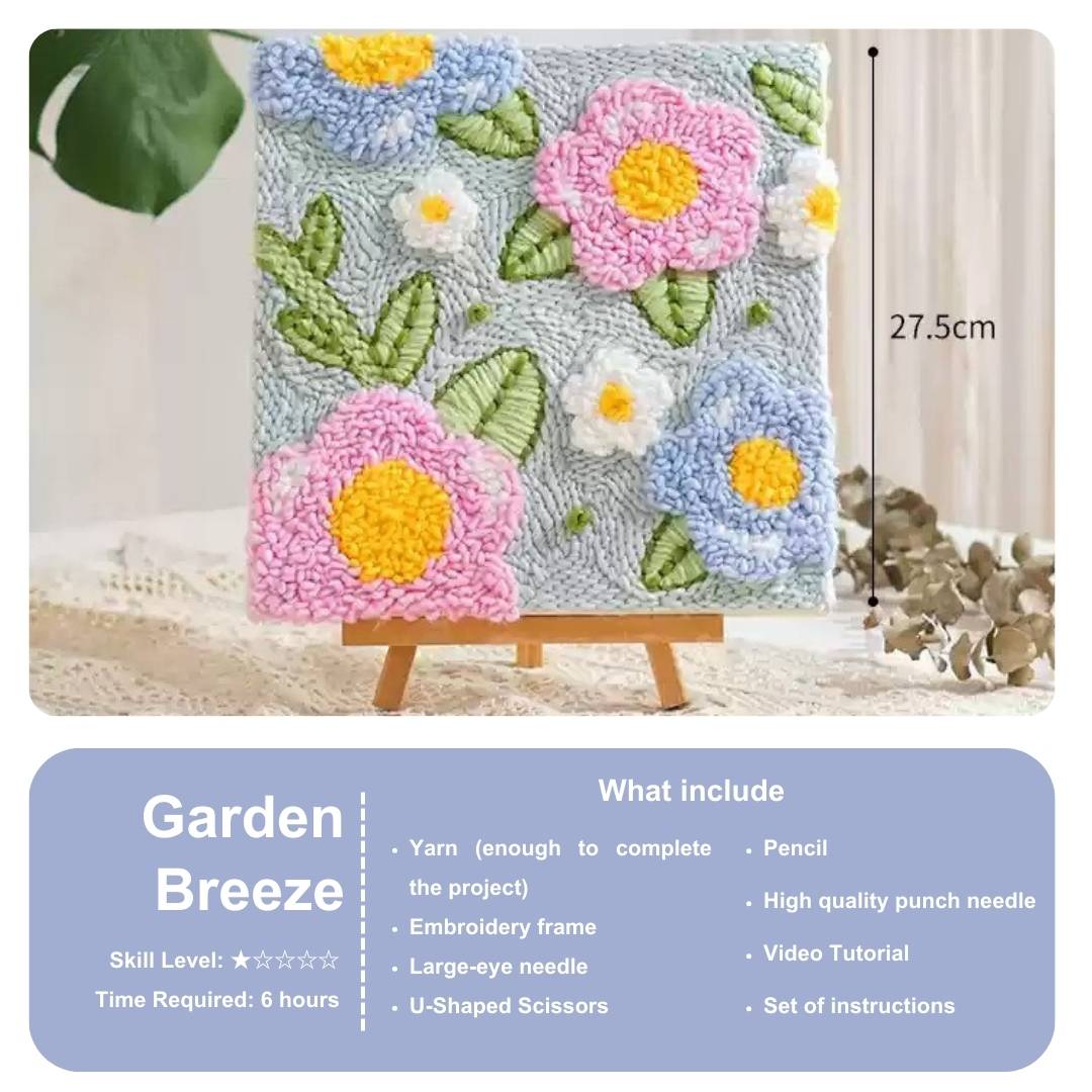 Beginner Punch Needle Embroidery Kit - Easy DIY Garden Breeze Include Tools -For Beginner