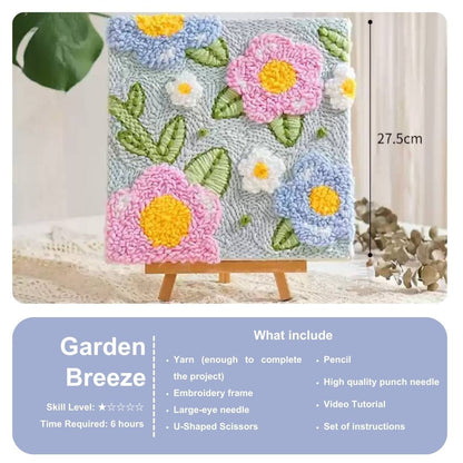 Beginner Punch Needle Embroidery Kit - Easy DIY Garden Breeze Include Tools -For Beginner