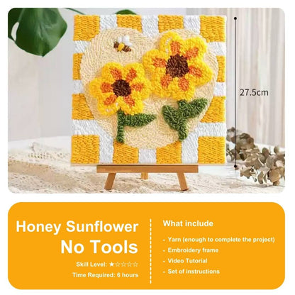 [Pre-order] Beginner Punch Needle Embroidery Kit - Easy DIY Honey Sunflower No Tools