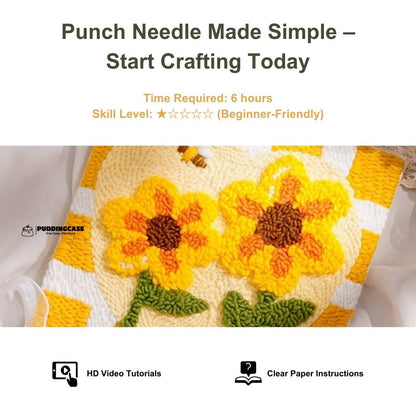 [Pre-order] Beginner Punch Needle Embroidery Kit - Easy DIY Honey Sunflower
