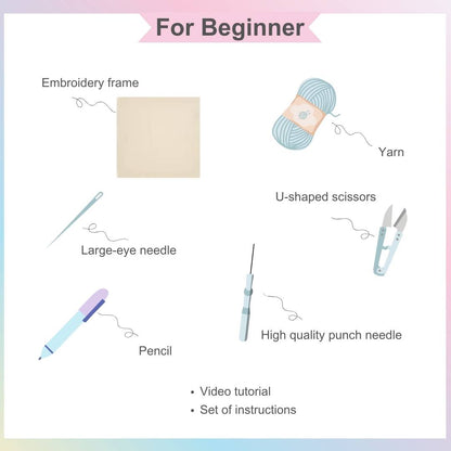 Beginner Punch Needle Embroidery Kit - Easy DIY Tulip Garden
