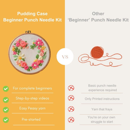 PuddingCase Beginner Punch Needle Embroidery Kit - Easy DIY Heart