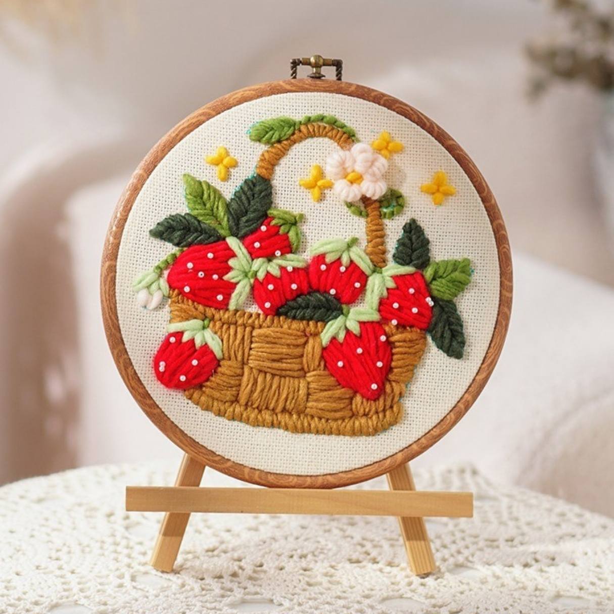 [Pre-order] ?Beginner Punch Needle Embroidery Kit - Easy DIY Strawberry Basket