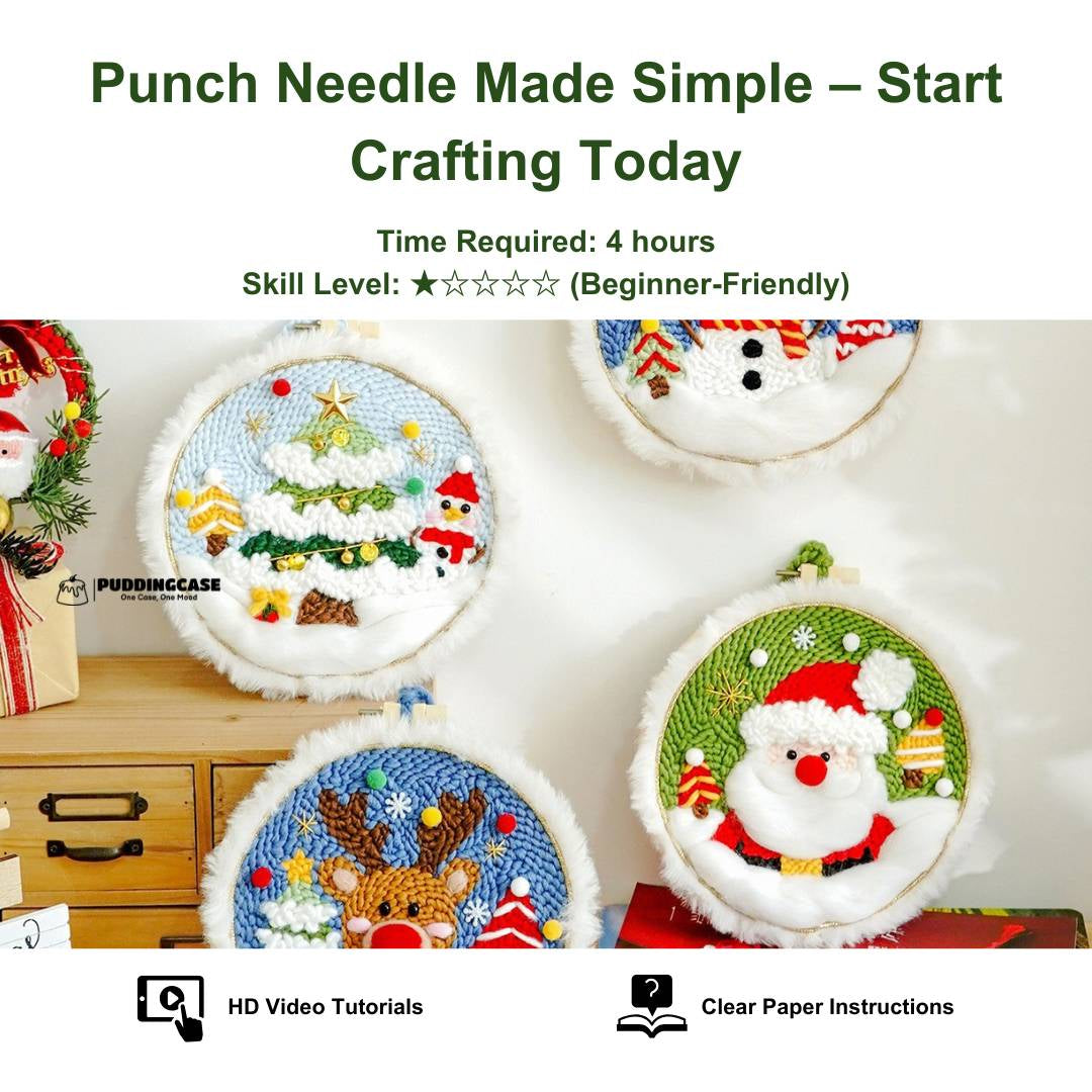 Xmas Punch Needle Kit Collection - Easy for Beginners Christmas Gift