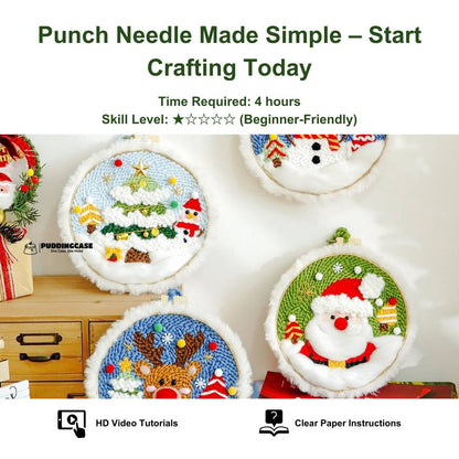 Xmas Punch Needle Kit Collection - Easy for Beginners Christmas Gift