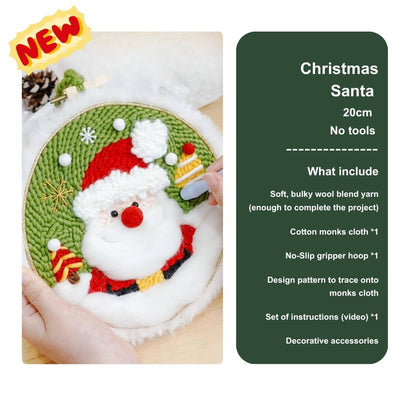 Xmas Punch Needle Kit Collection - Easy for Beginners Christmas Gift No Tools Christmas Santa